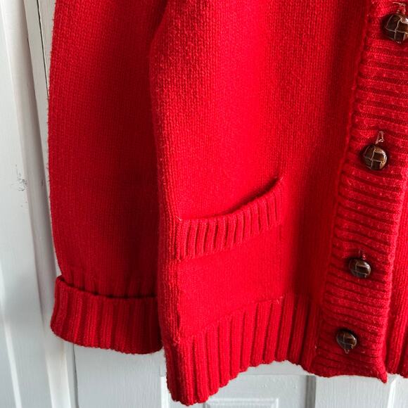 Vintage 60s Sears Wintuk Hooded Cardigan Sweater Red - Picture 5 of 8